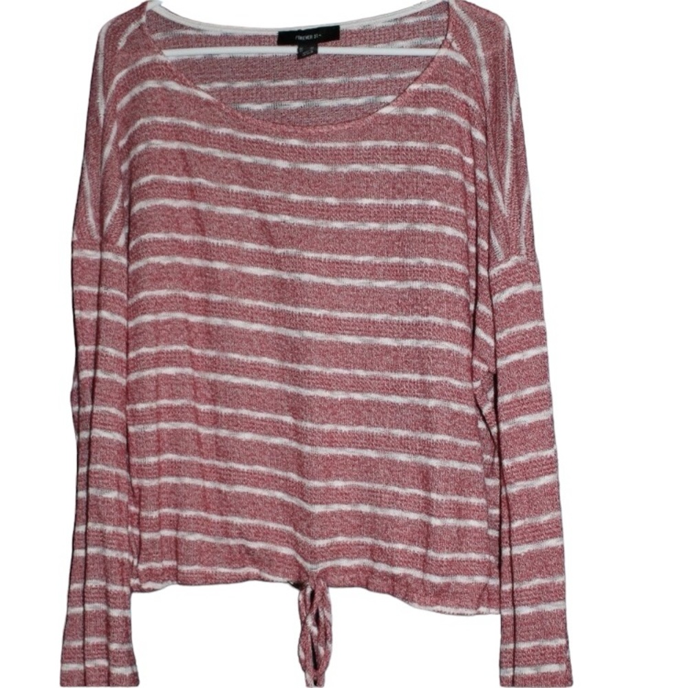 ✨3 for $12✨ Forever21 2X Red and White Striped Tie-Front Crop-Top